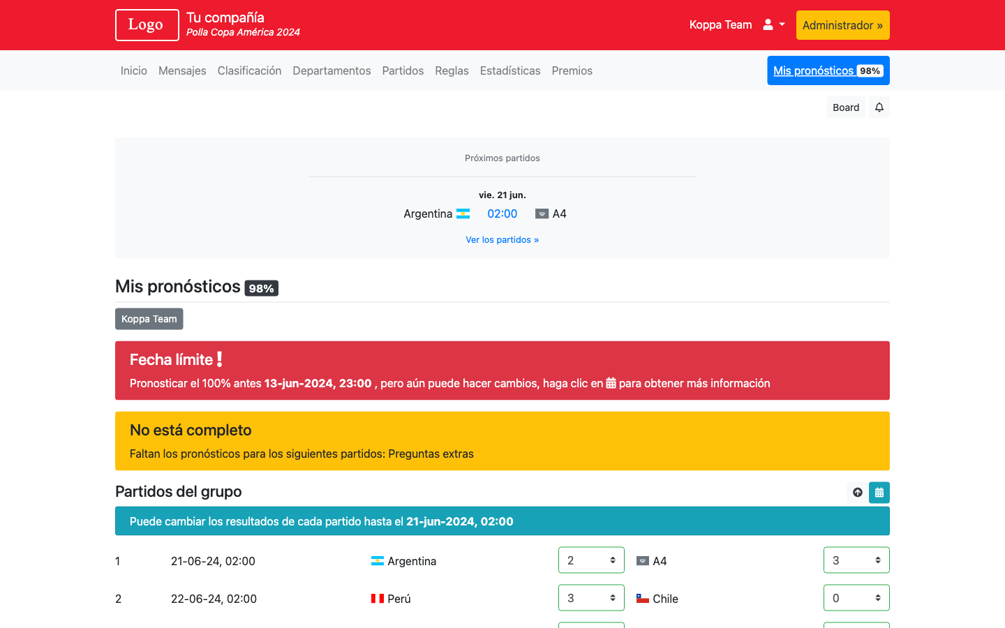 Polla Copa América 2024 - Copa Mundial 2026