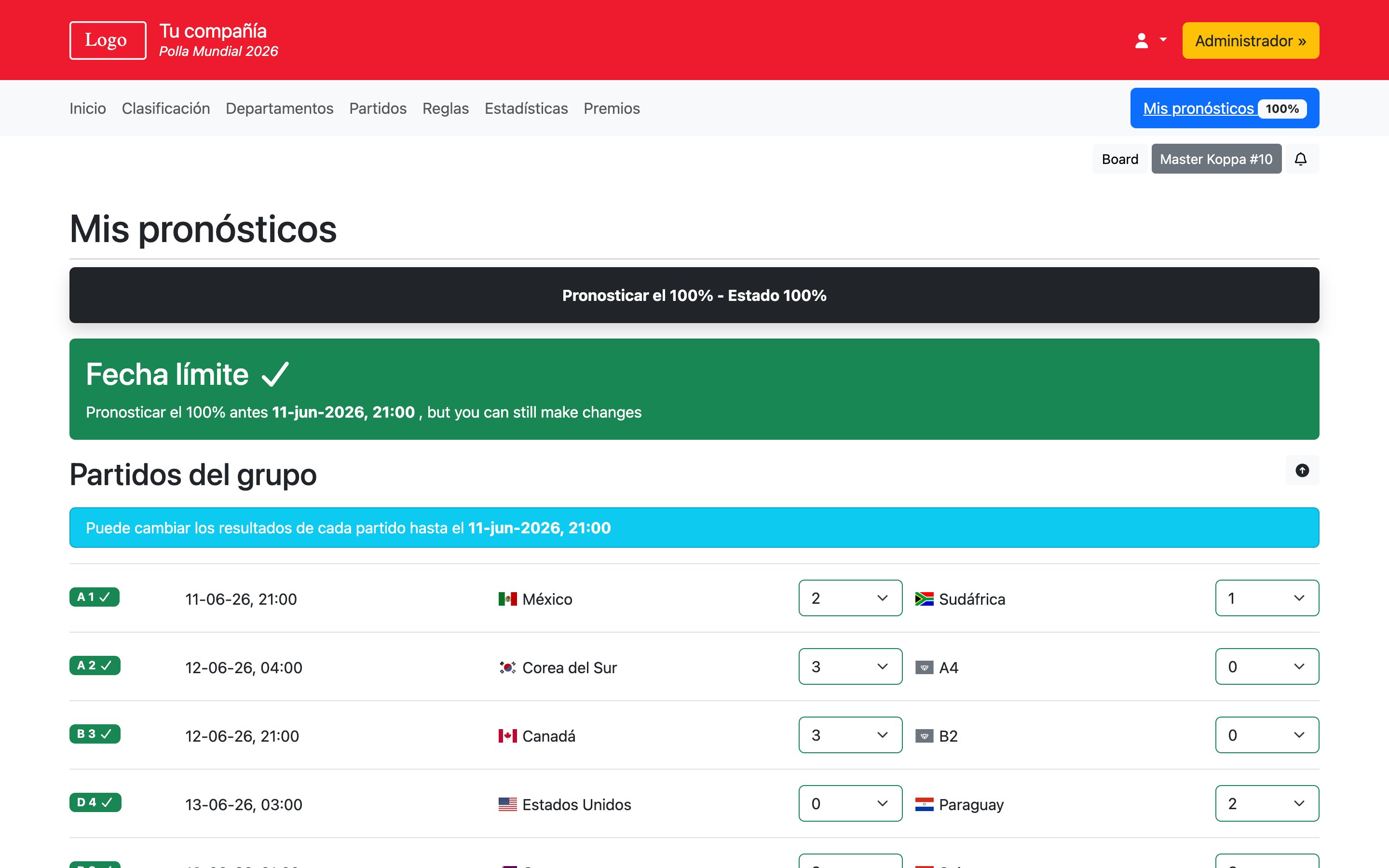 Polla Mundial 2026 - Copa Mundial 2026