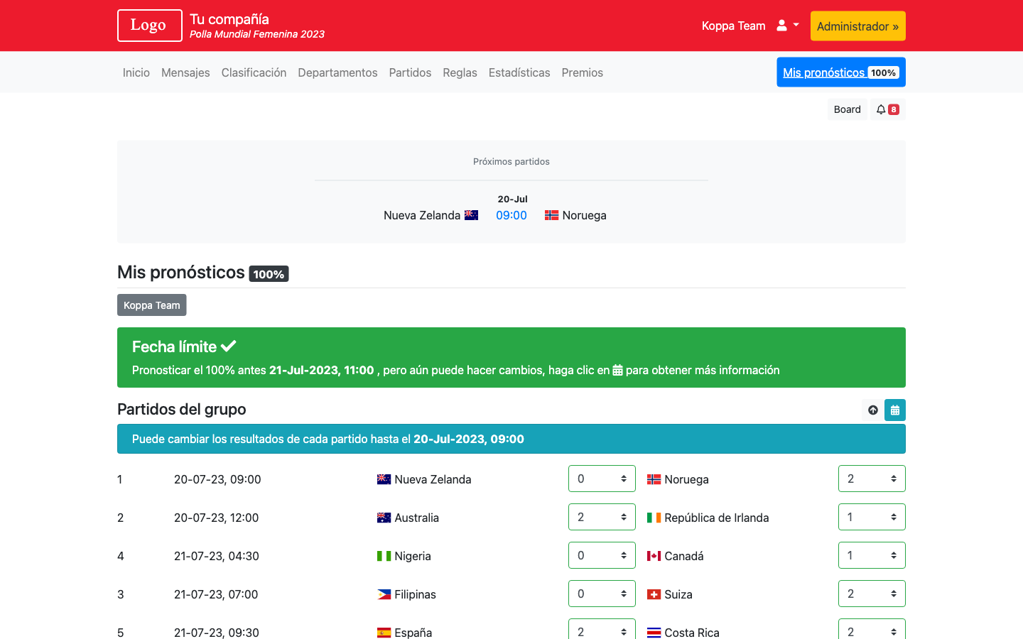 Polla Mundial Femenina 2023 - Copa Mundial 2026